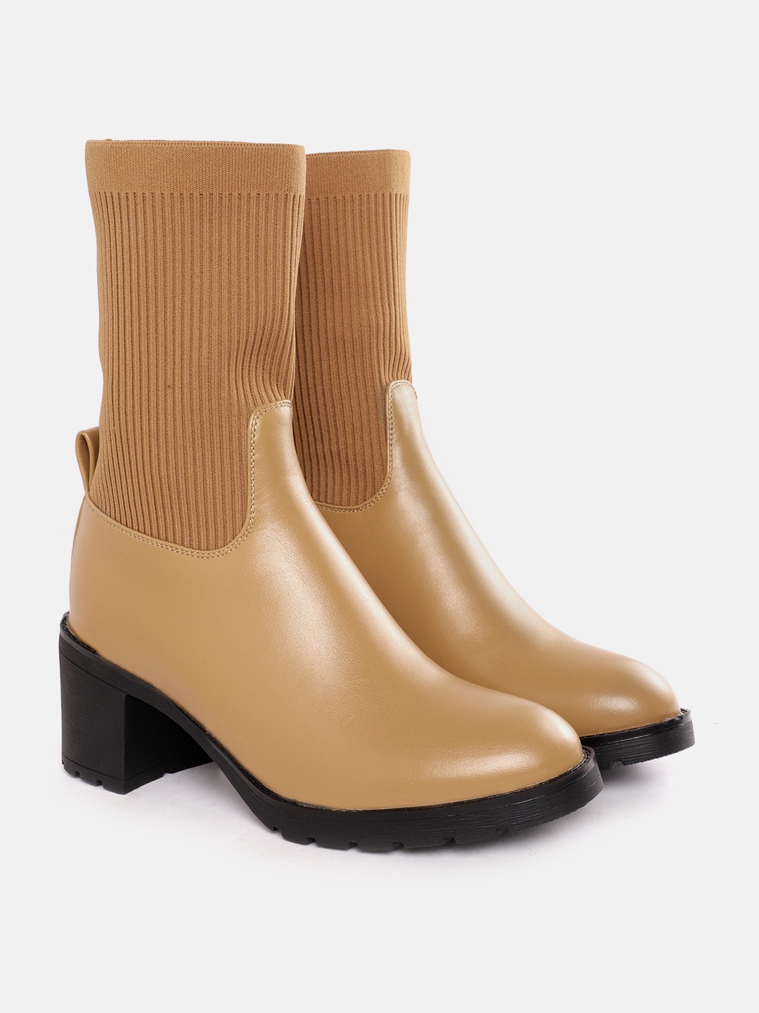 

Carlton London Women High-Top Block Heel Boots, Camel brown