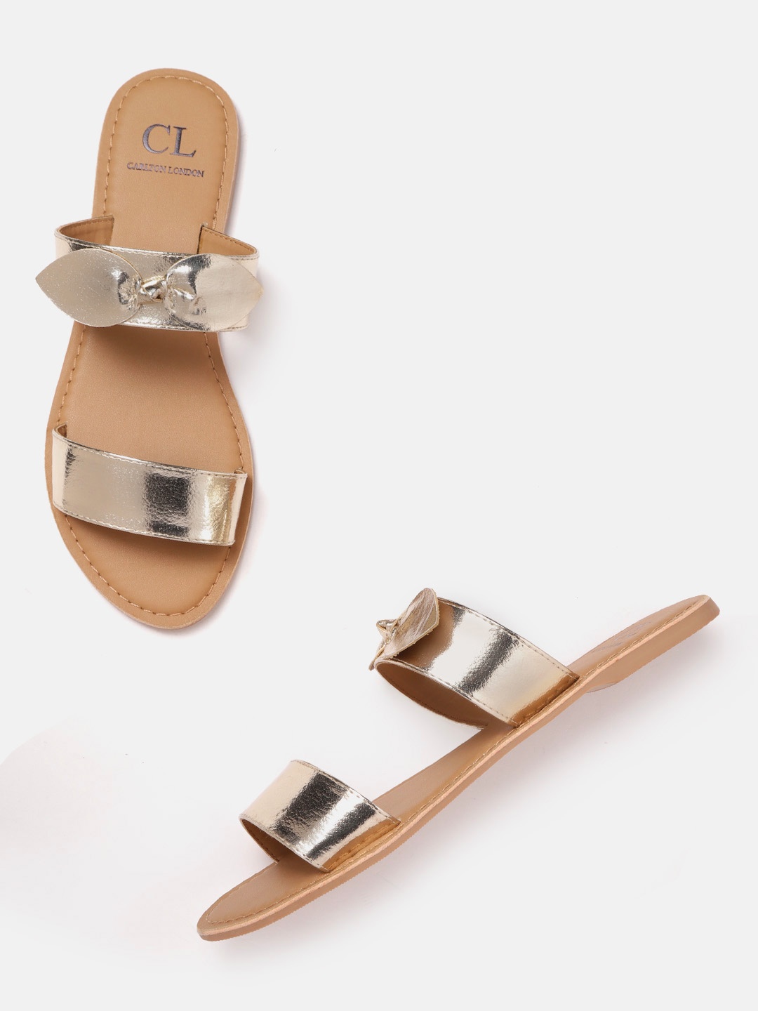 

Carlton London Women Open Toe Flats with Bow Detail, Gold