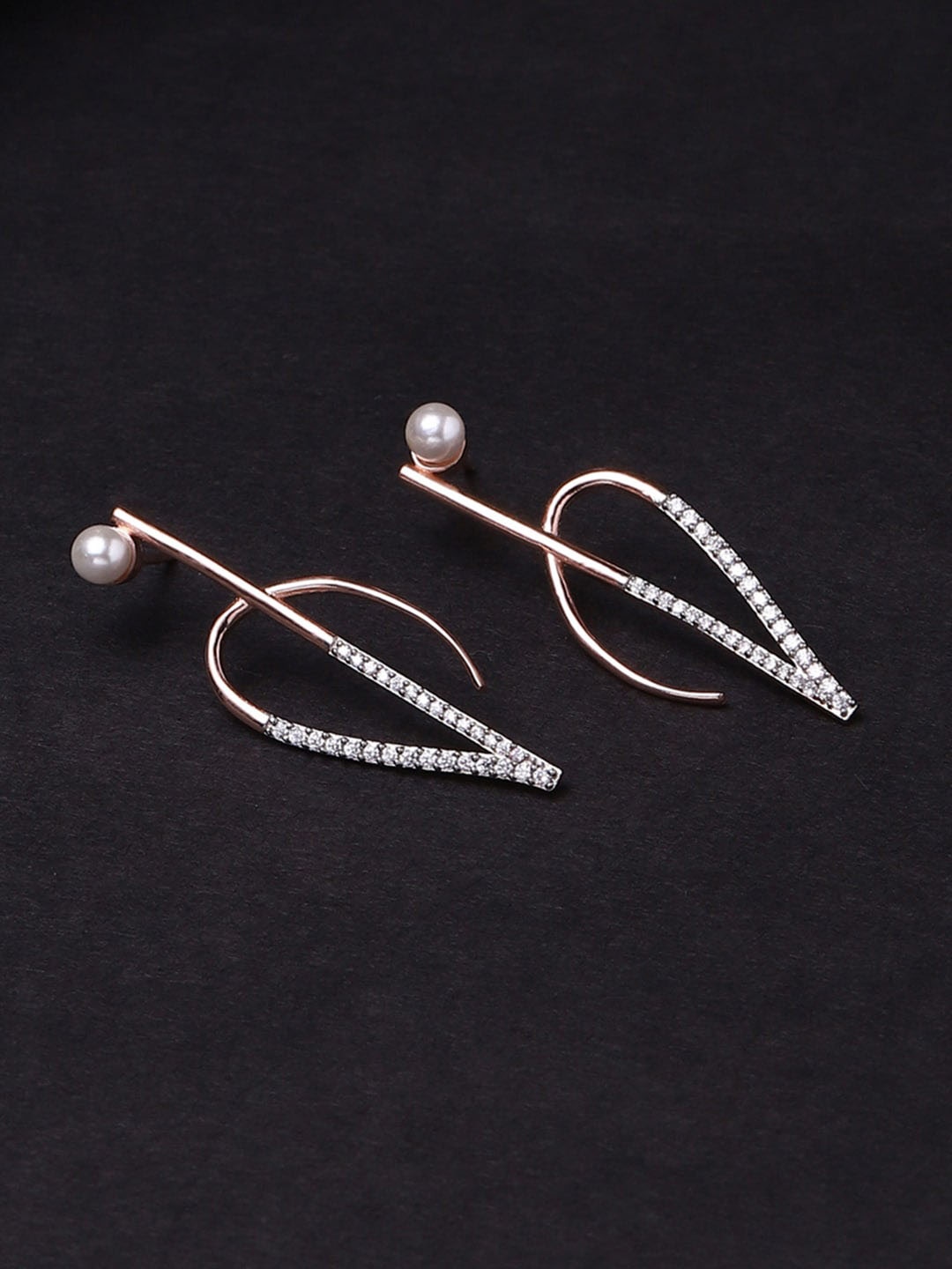 

Voylla Rose Gold Plated Contemporary Drop Earrings