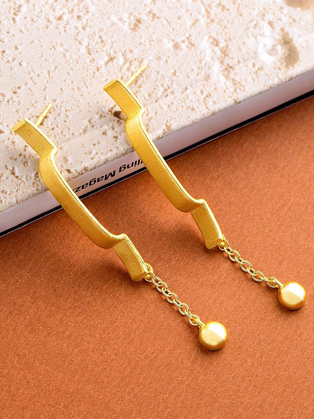

Voylla Gold Plated Contemporary Drop Earrings