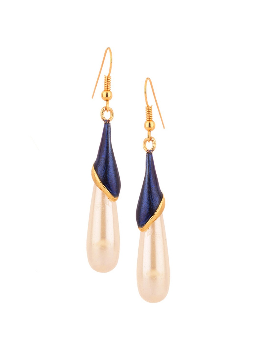 

Voylla Gold Plated & Blue Contemporary Drop Earrings