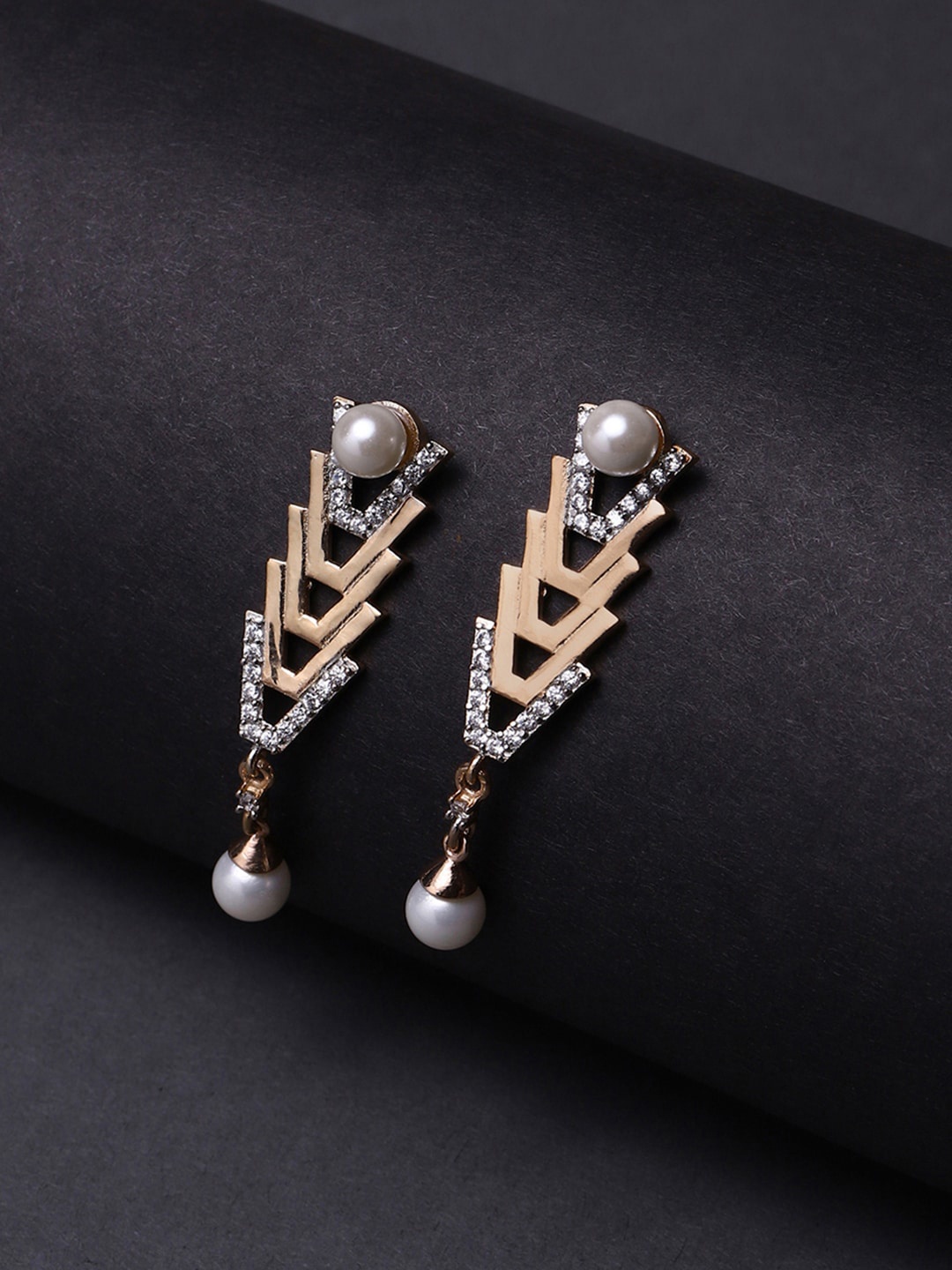 

Voylla Rose Gold Contemporary Drop Earrings