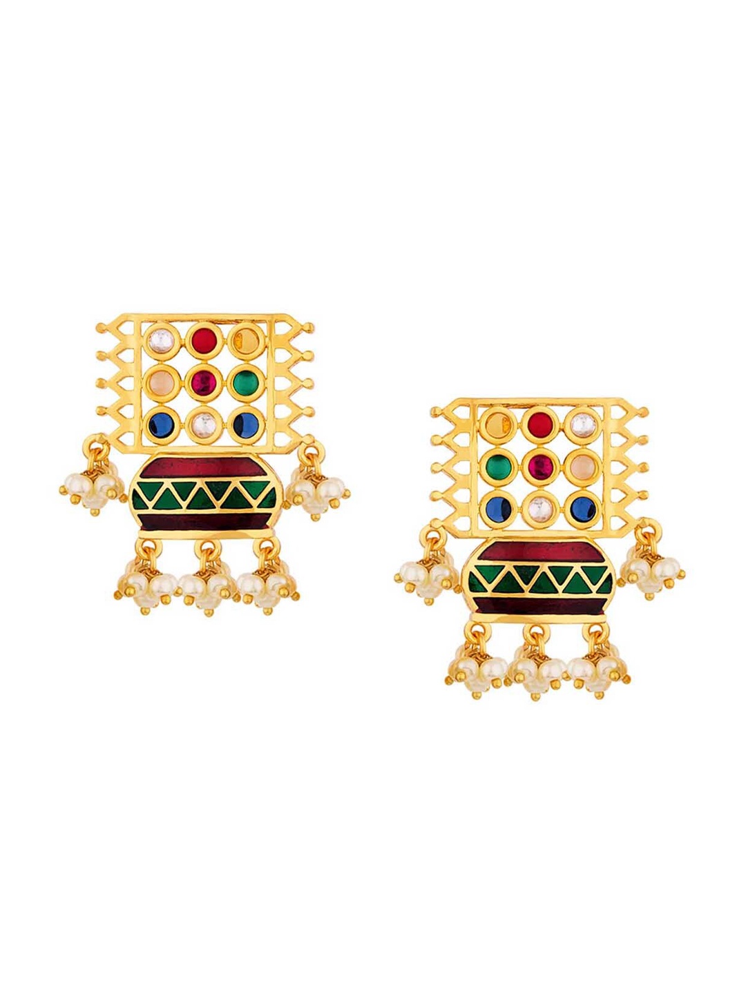

Voylla Gold-Toned Contemporary Drop Earrings