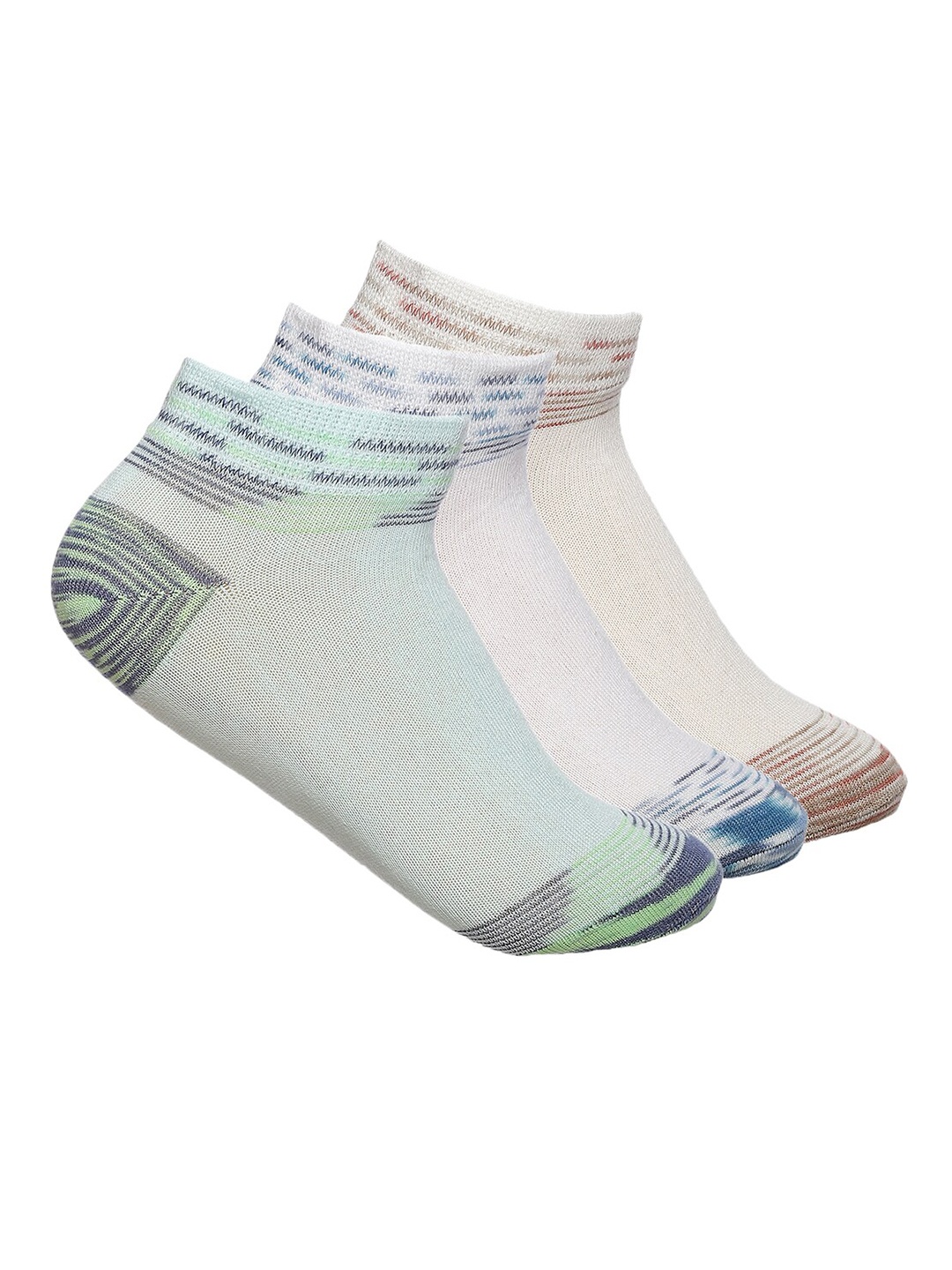

MARC Women Pack Of 3 Patterned Ankle Length Socks, Cream