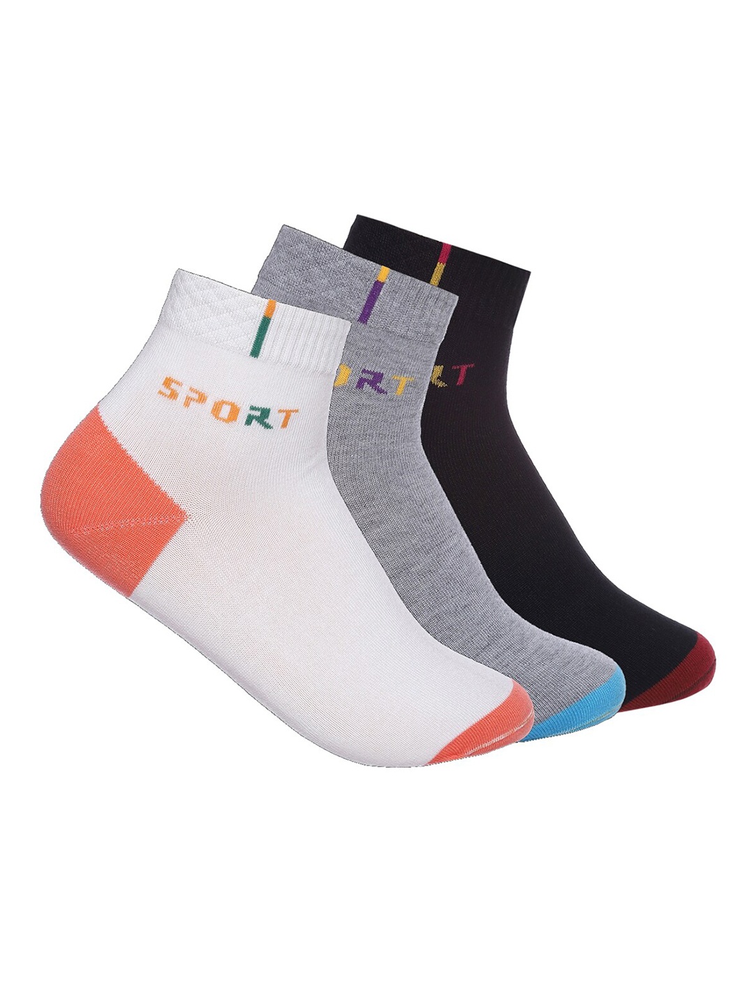 

MARC Women Pack Of 3 White & Black Ankle Length Socks