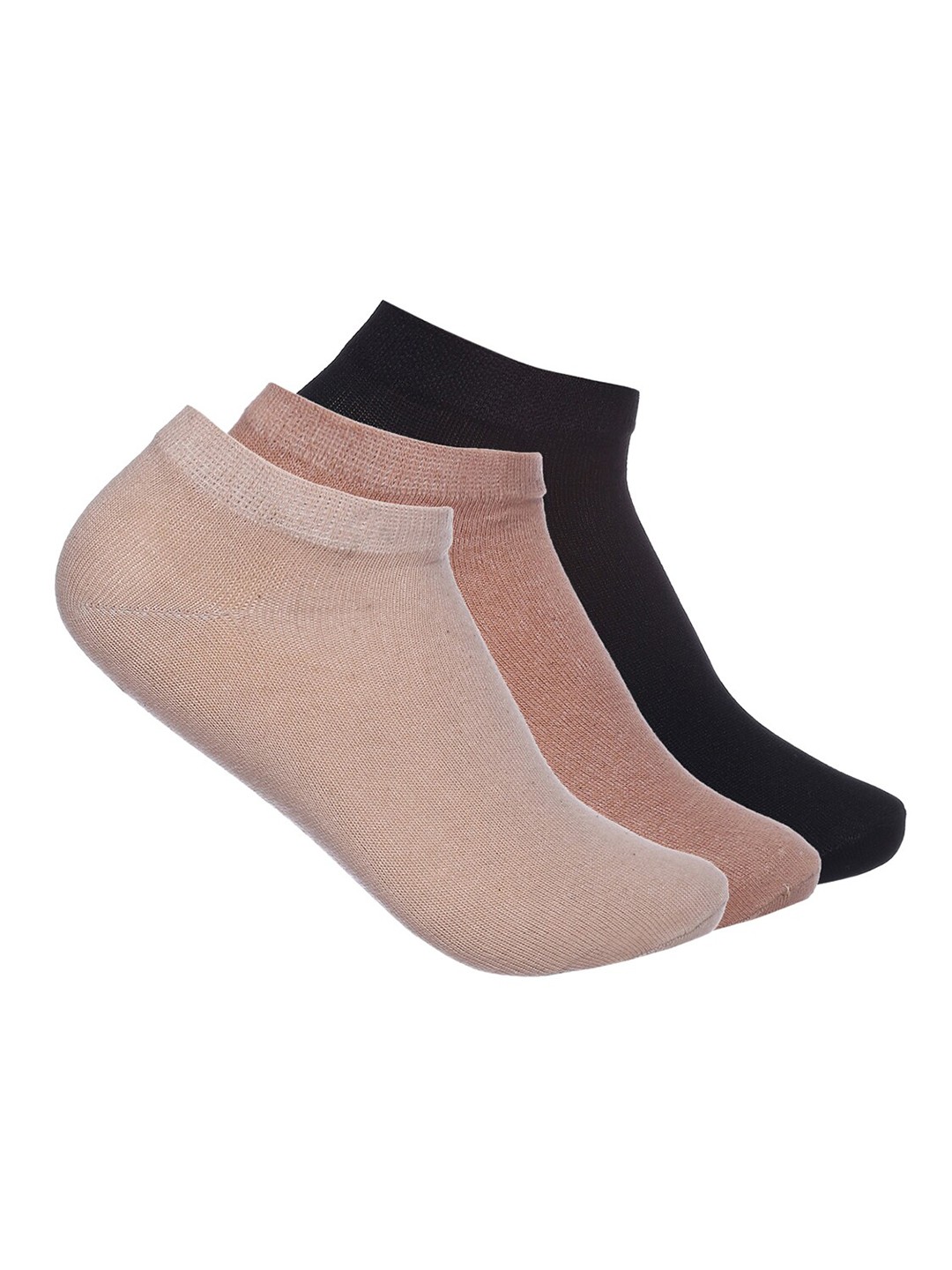 

MARC Women Pack Of 3 Black & Pink Solid Ankle Length Socks