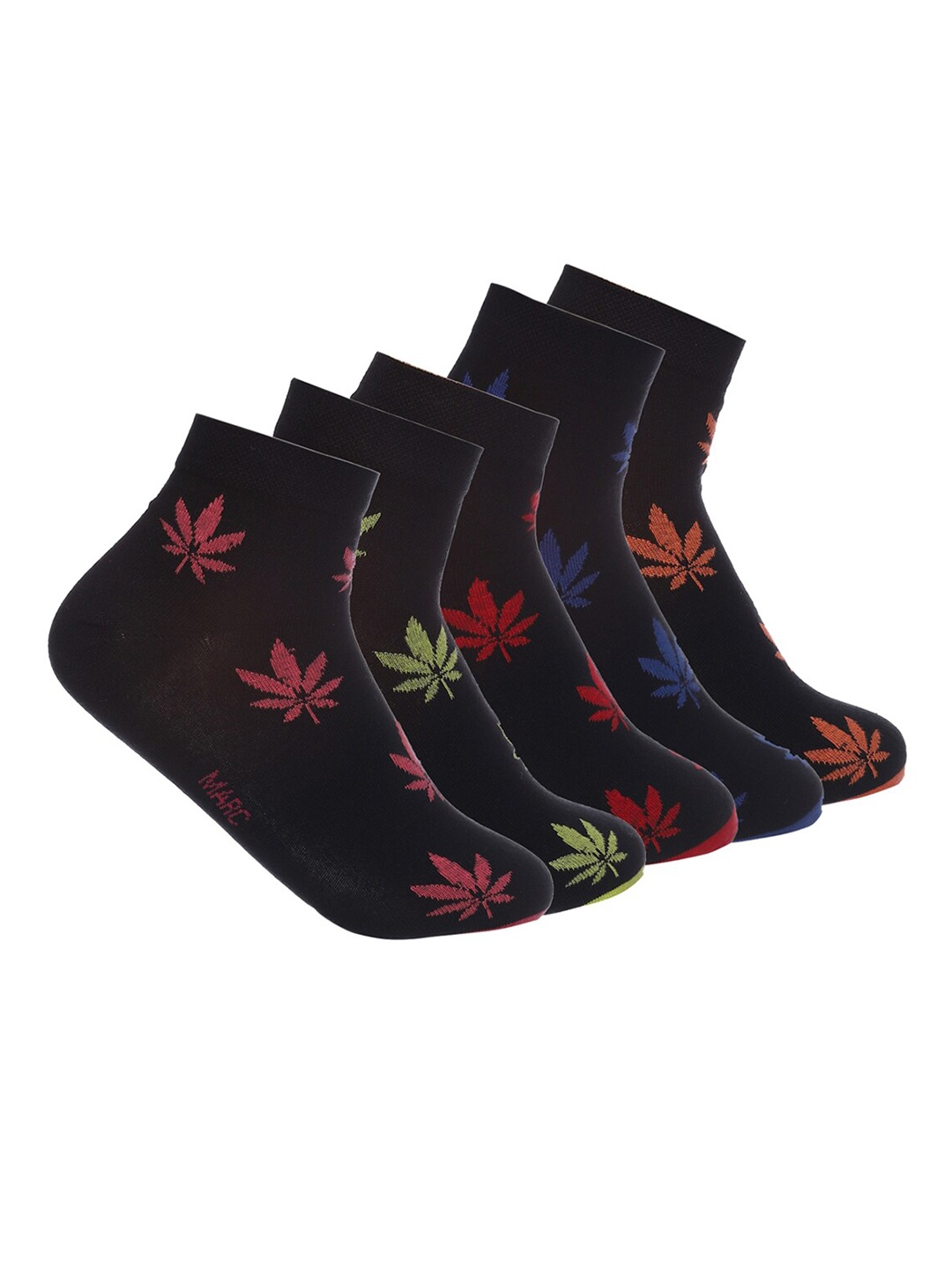 

MARC Women Pack Of 5 Black Patterned Ankle Length Socks