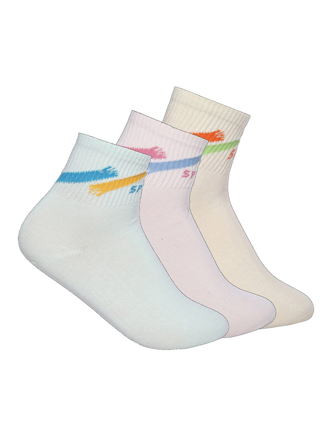 

MARC Women Pack Of 3 White & Pink Patterned Ankle Length Socks