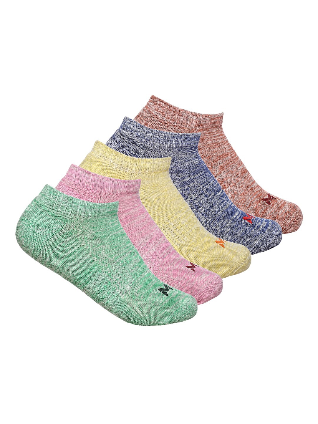 

MARC Women Pack Of 5 Green & Pink Solid Ankle Length Socks