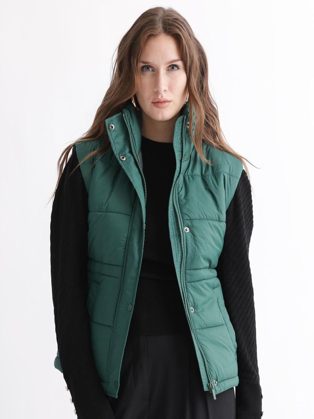 

RAREISM Women Green Solid Padded Jacket