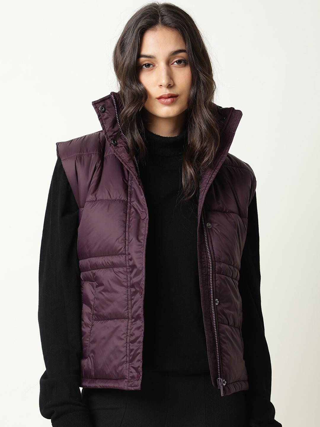 

RAREISM Women Burgundy Padded Jacket