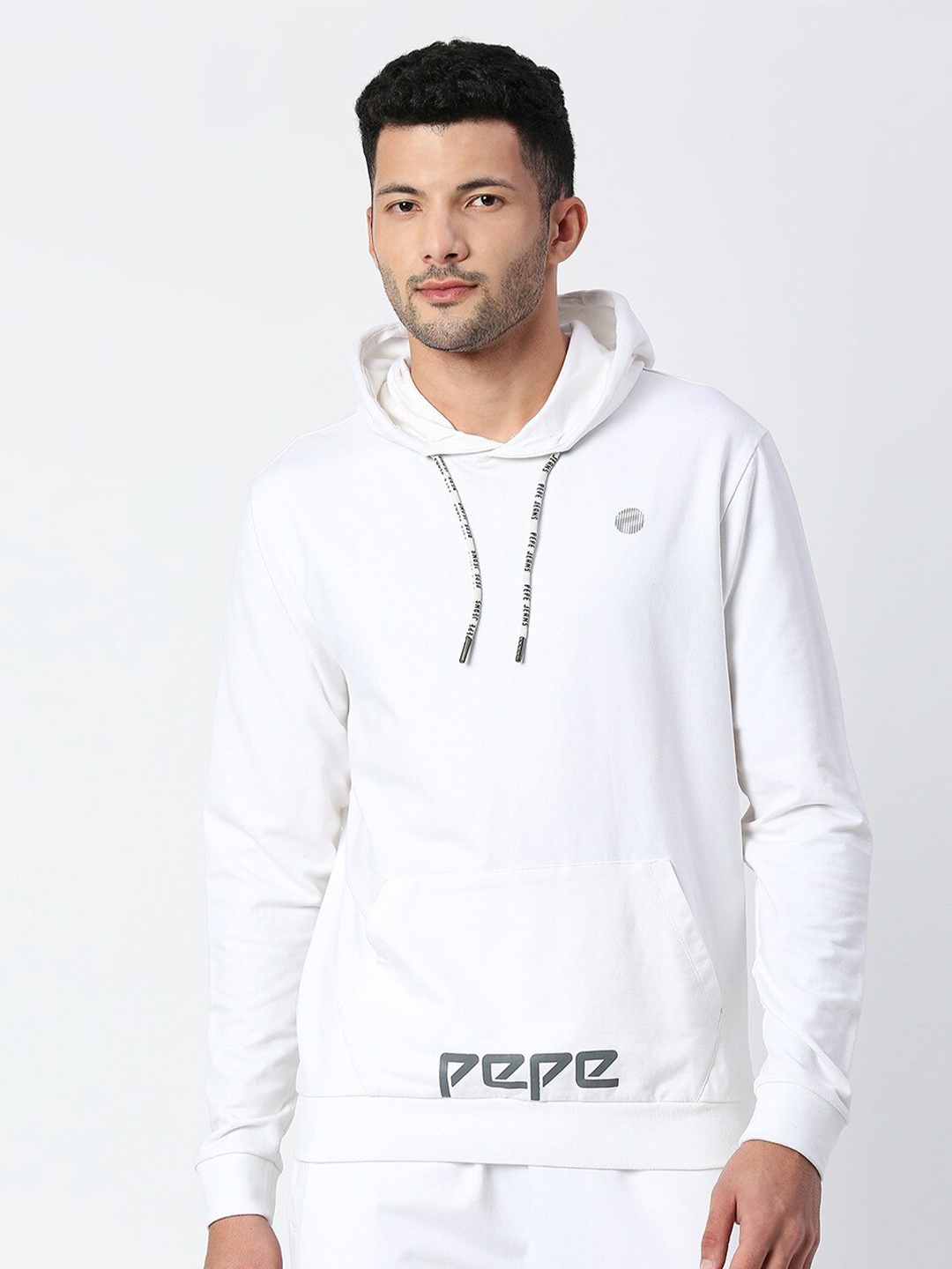 

Pepe Jeans Men White Cotton Hooded Sweatshirt
