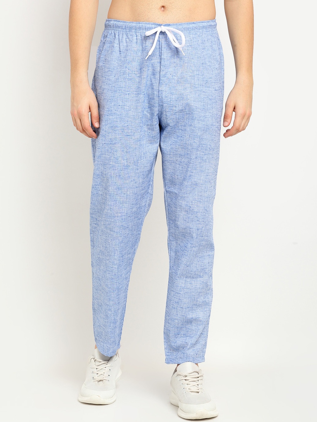 

JAINISH Men Blue Solid Pure Cotton Track Pants
