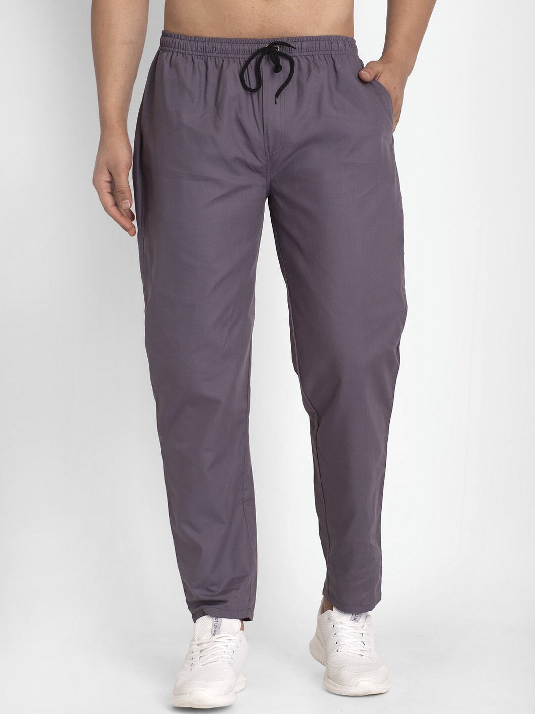 

JAINISH Men Grey Solid Pure Cotton Track Pants