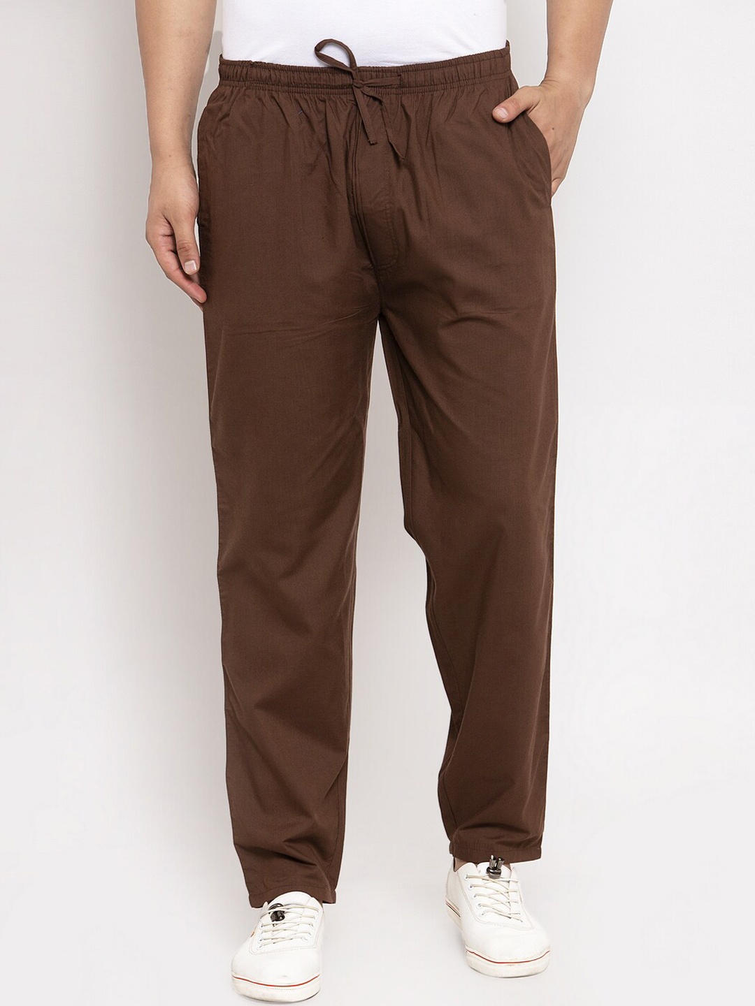 

JAINISH Men Coffee Brown Solid Pure Cotton Track Pants