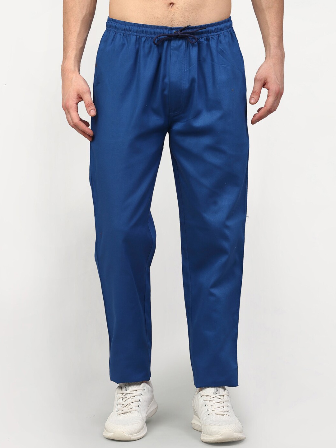 

JAINISH Men Blue Solid Pure Cotton Track Pants