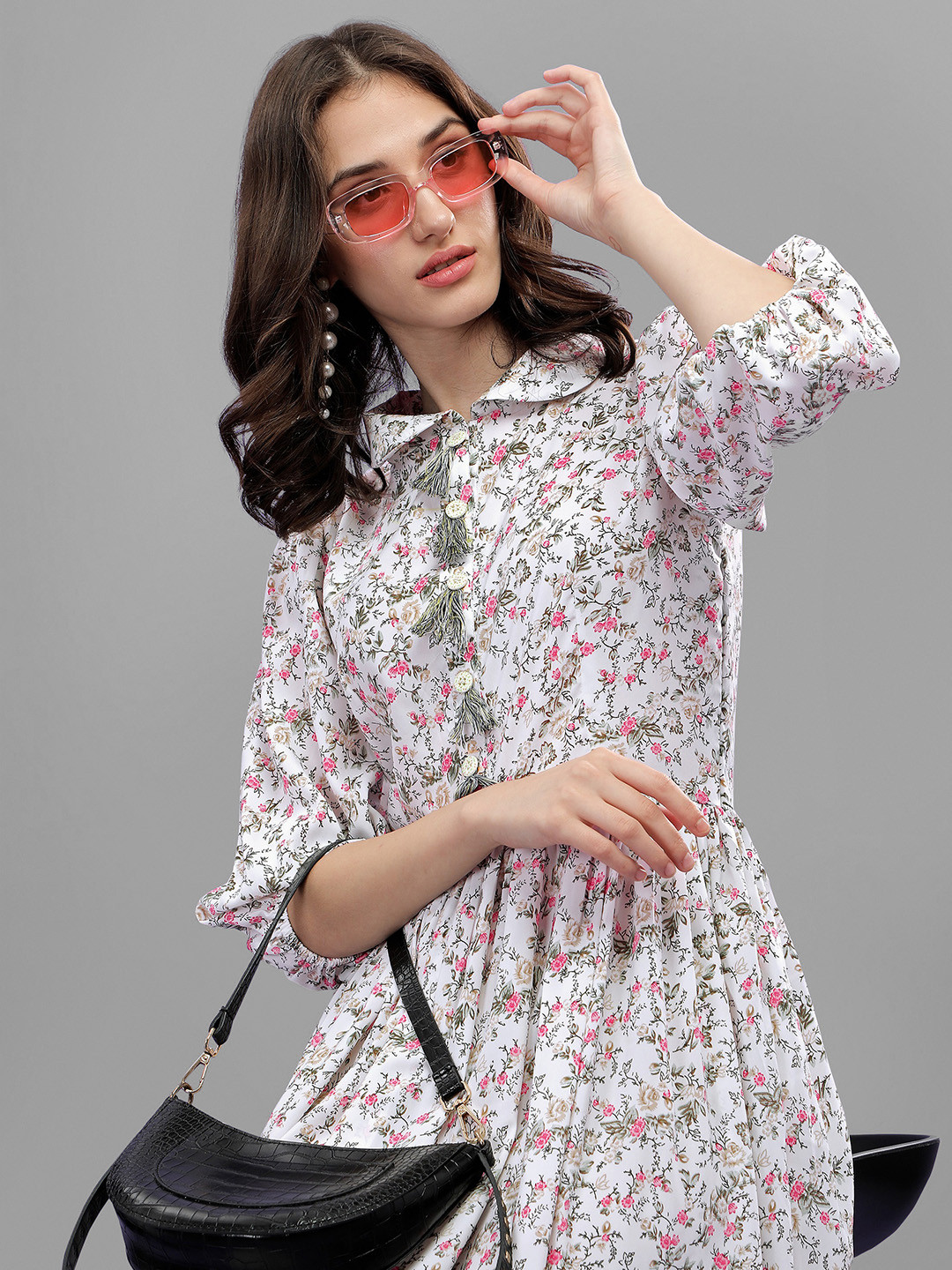 

ASPORA White Floral Crepe Maxi Dress