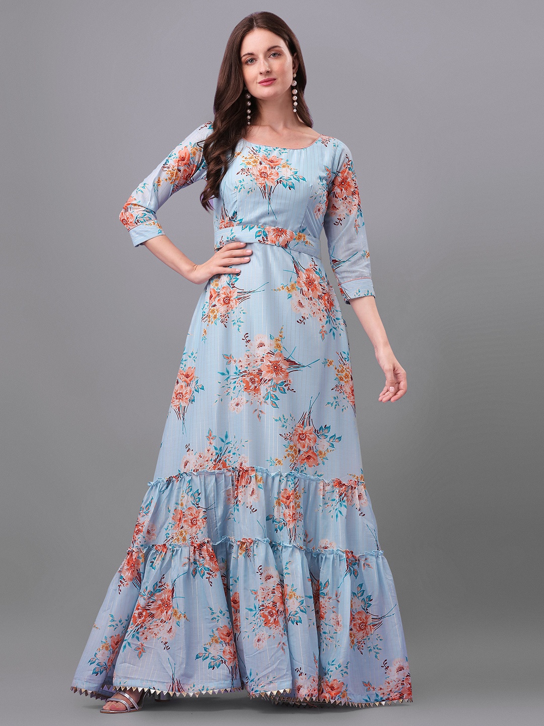 

ASPORA Blue Floral Organic Cotton Maxi Dress