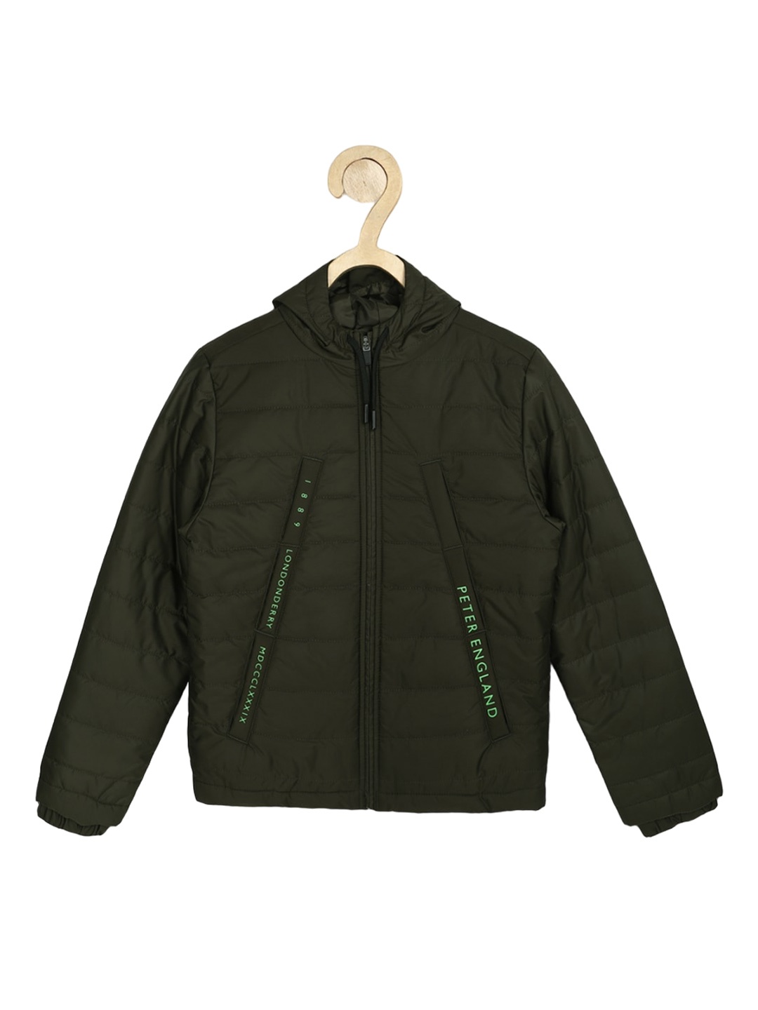 

Peter England Boys Olive Green Solid Puffer Jacket