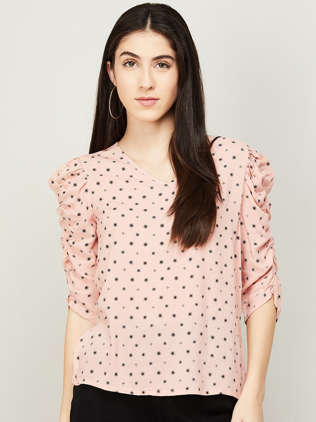 

Fame Forever by Lifestyle Pink & Black Geometric Print Top