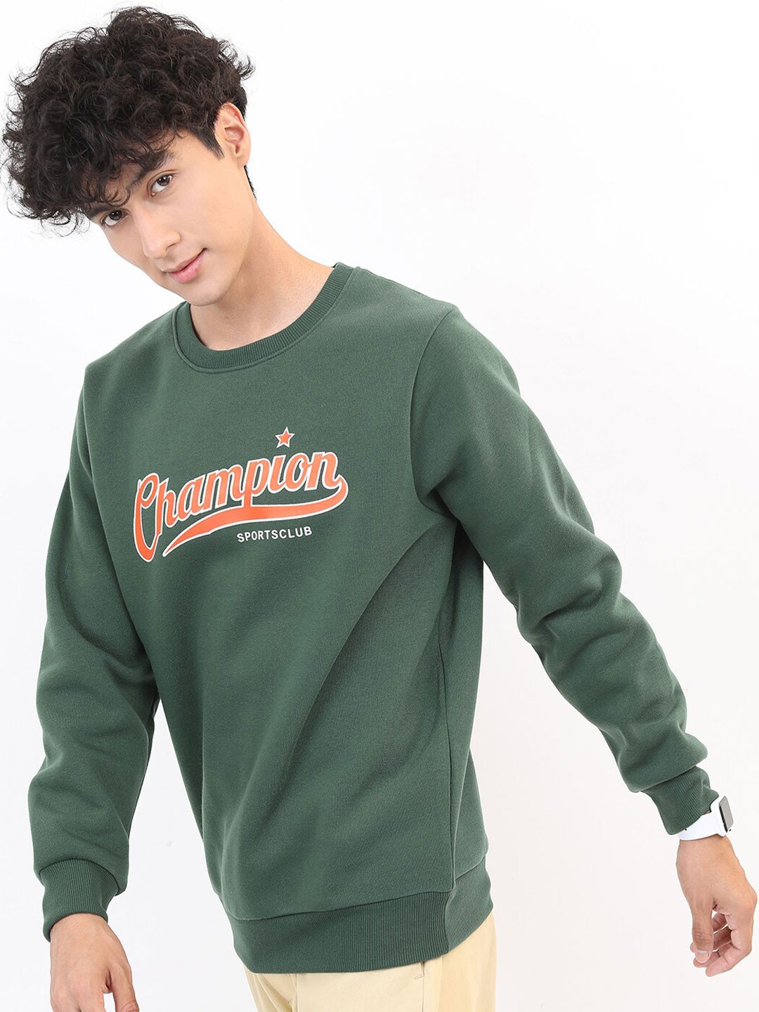 

KETCH Round Neck Printed Sweatshirt, Green