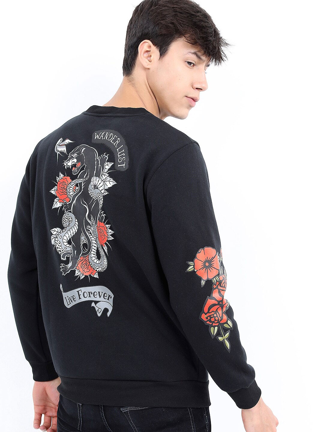 

KETCH Round Neck Printed Sweatshirt, Black