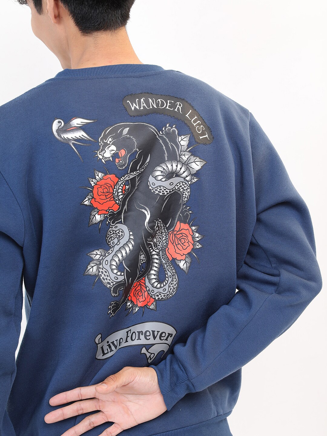 

KETCH Round Neck Printed Sweatshirt, Blue