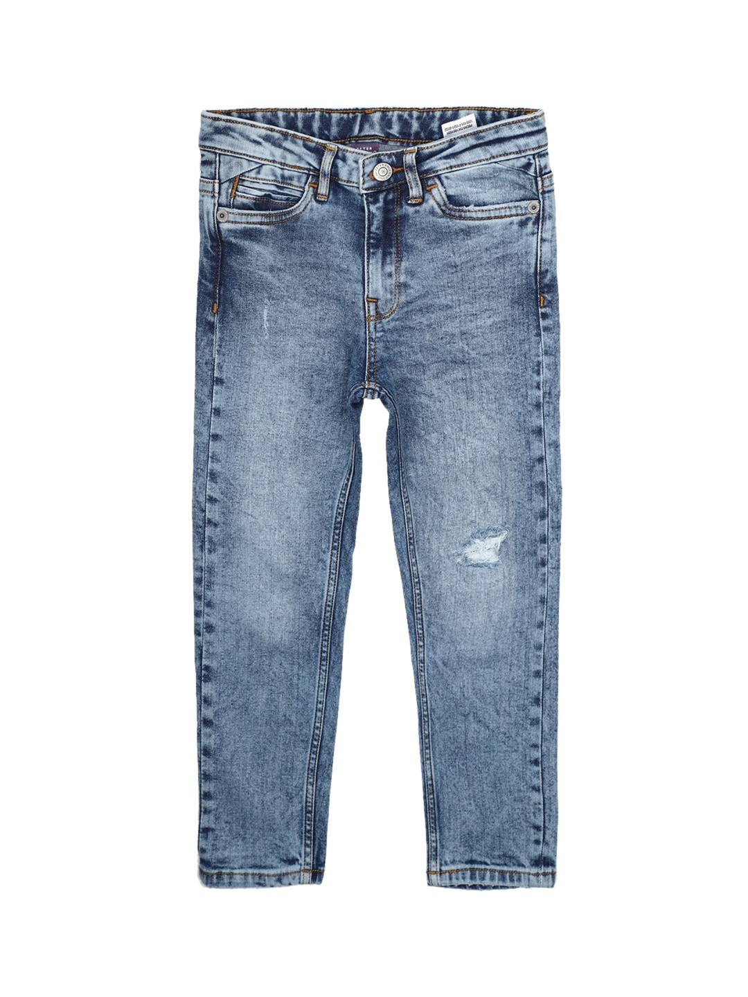 

Peter England Boys Blue Skinny Fit Mildly Distressed Heavy Fade Cotton Jeans