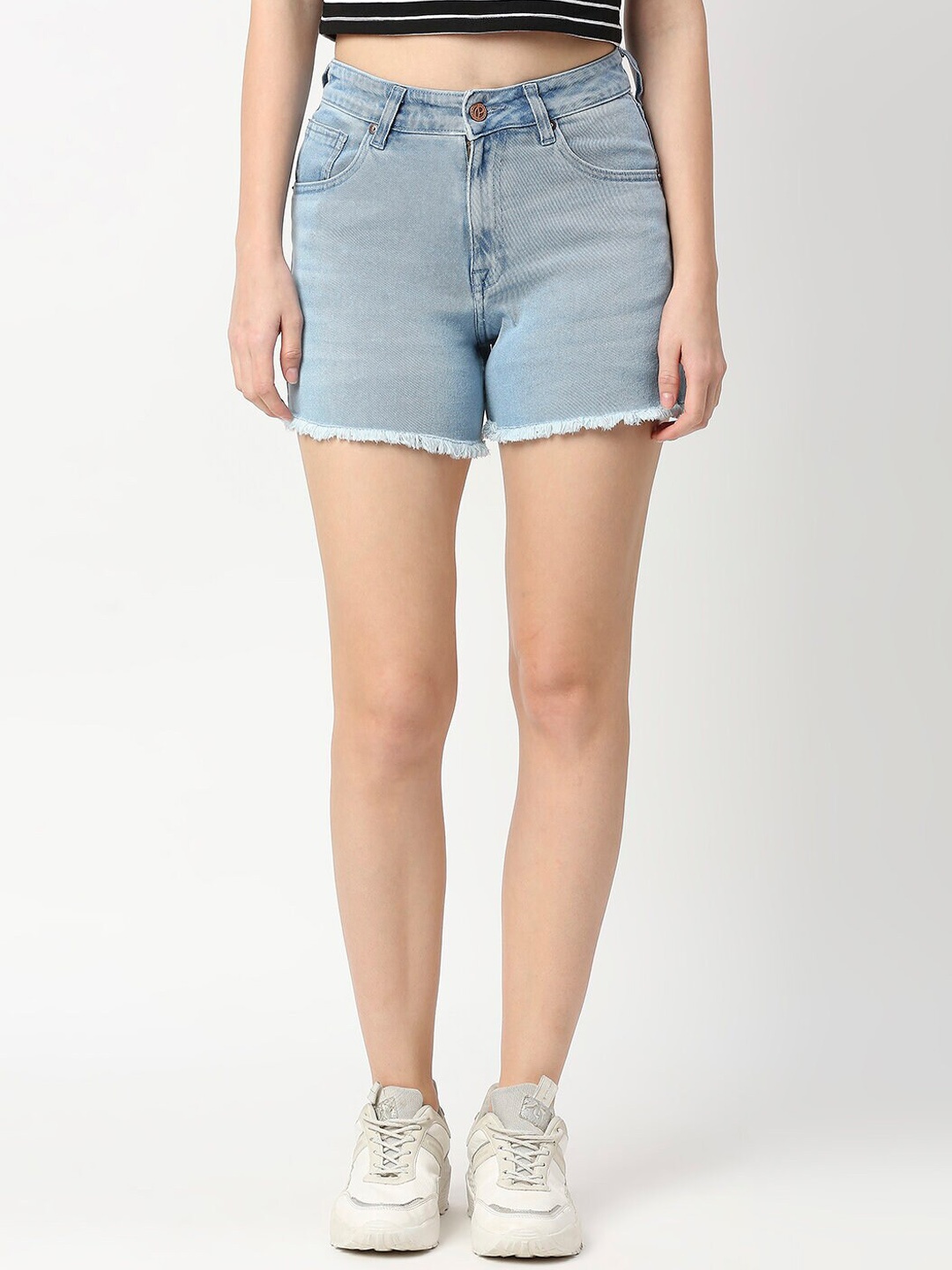 

Pepe Jeans Women Blue Cotton Washed High-Rise Denim Shorts