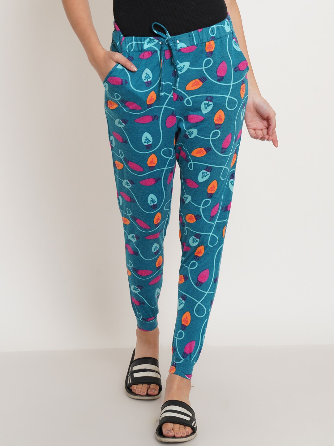

IX IMPRESSION Women Blue & Pink Printed Lounge Pants