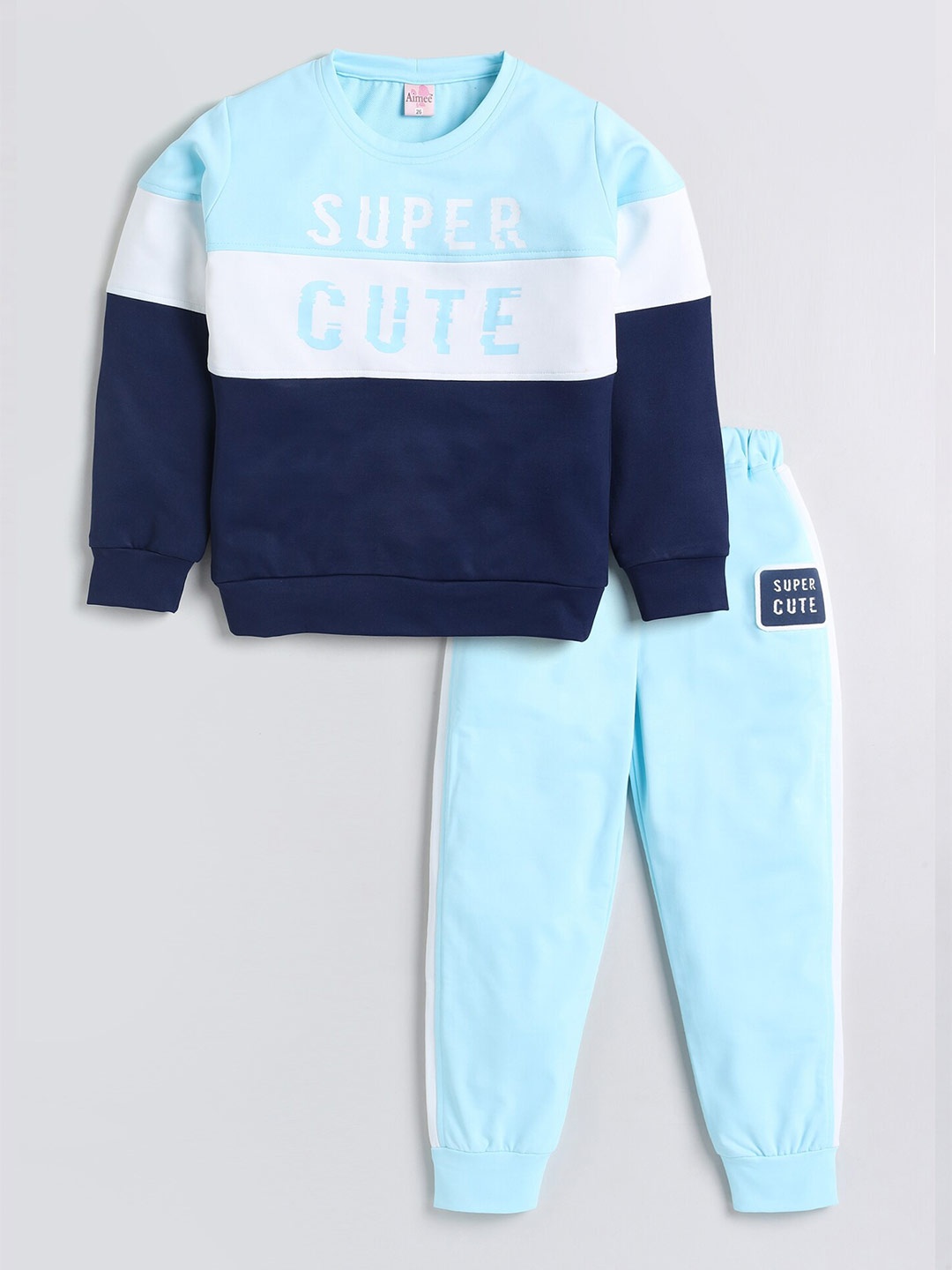 

Toonyport Unisex Kids Blue & White Colourblocked Sweatshirt With Joggers