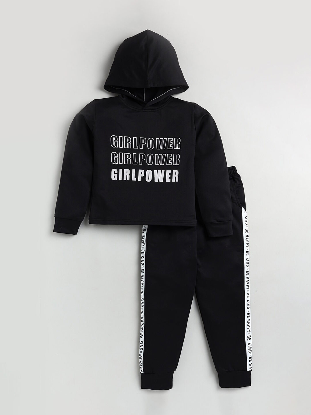 

Toonyport Girls Black & White Printed Sweatshirt With Joggers