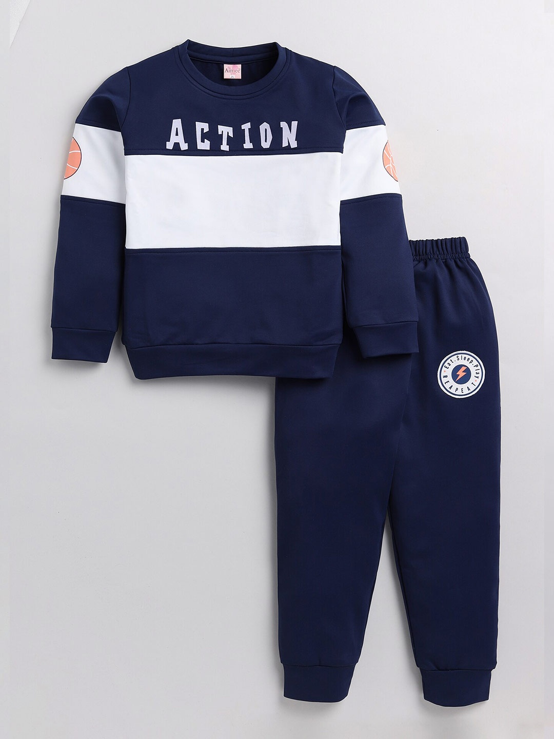 

Toonyport Kids Blue & White Colourblocked Sweatshirt With Joggers