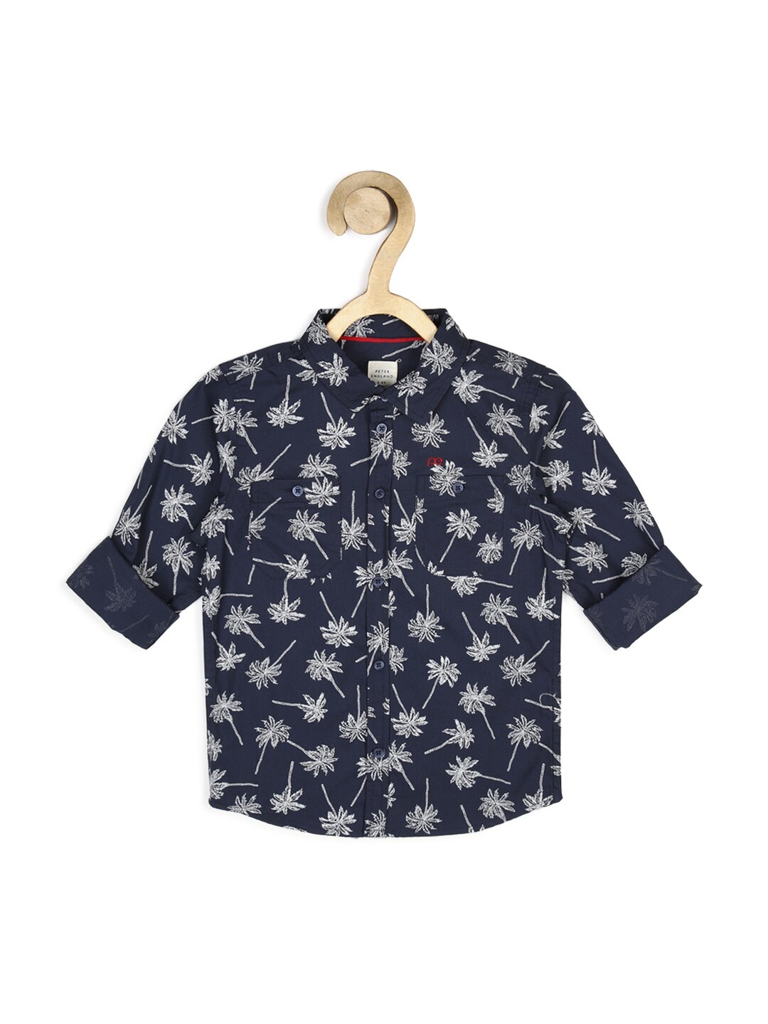 

Peter England Boys Slim Fit Floral Printed Casual Pure Cotton Shirt, Navy blue