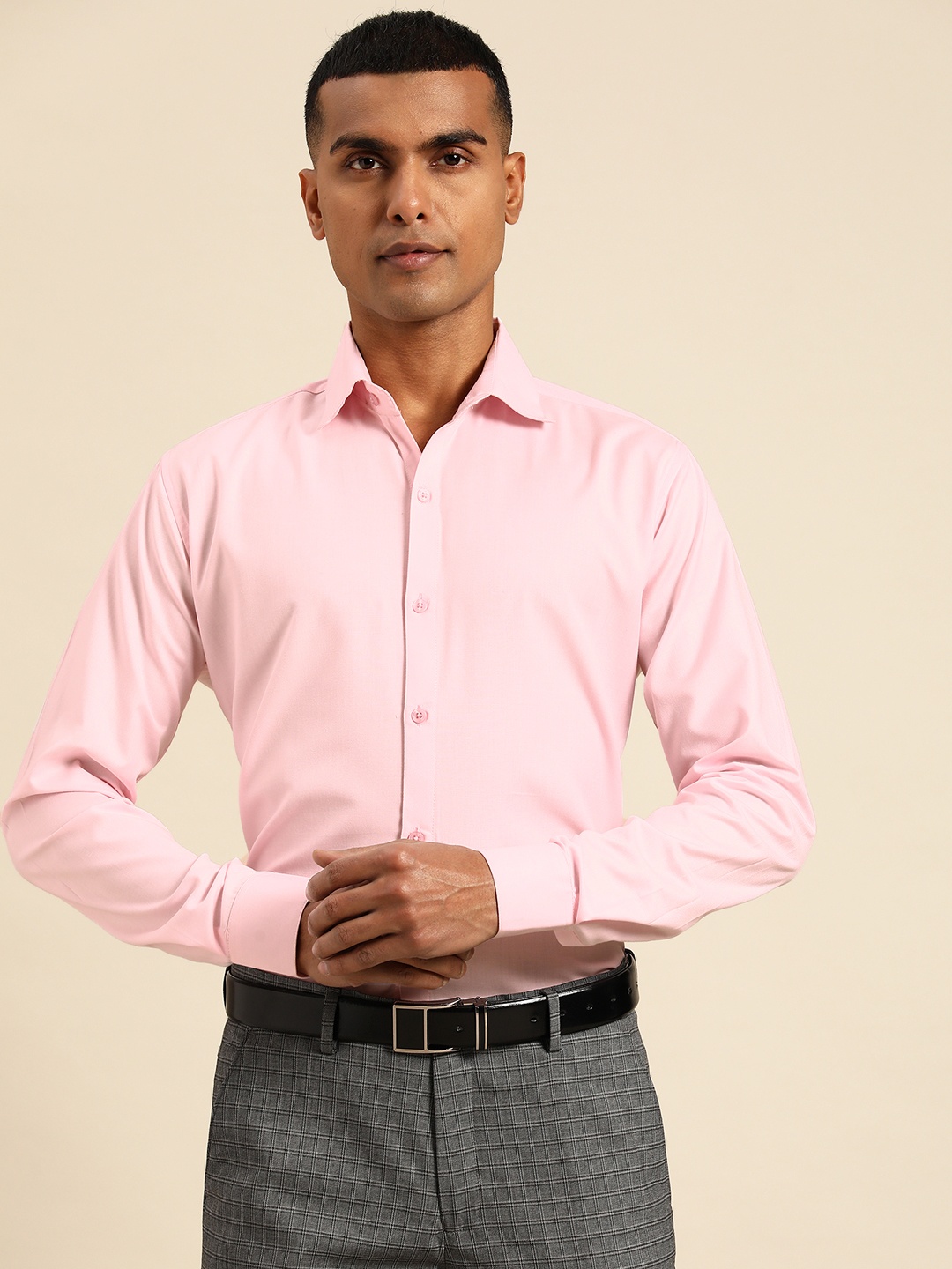 

Molly & Michel Men Slim Fit Cotton Formal Shirt, Pink