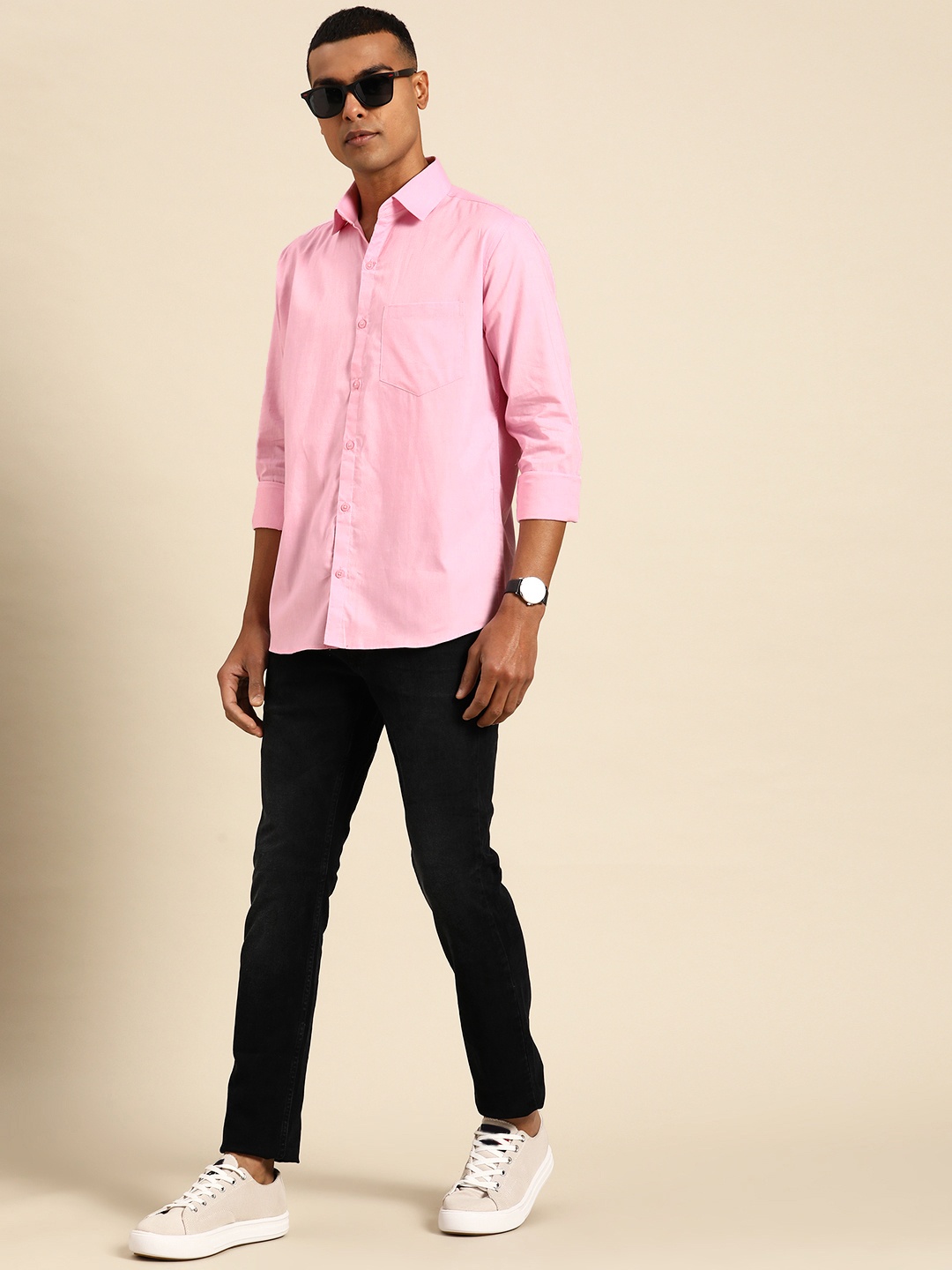 

Molly & Michel Men Slim Fit Casual Cotton Shirt, Pink