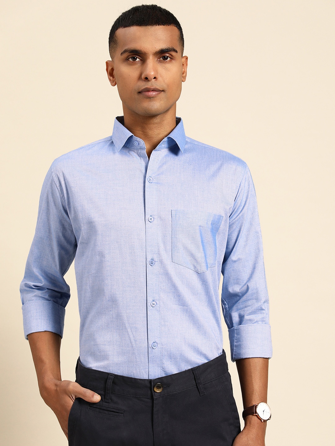 

Molly & Michel Men Slim Fit Formal Shirt, Blue