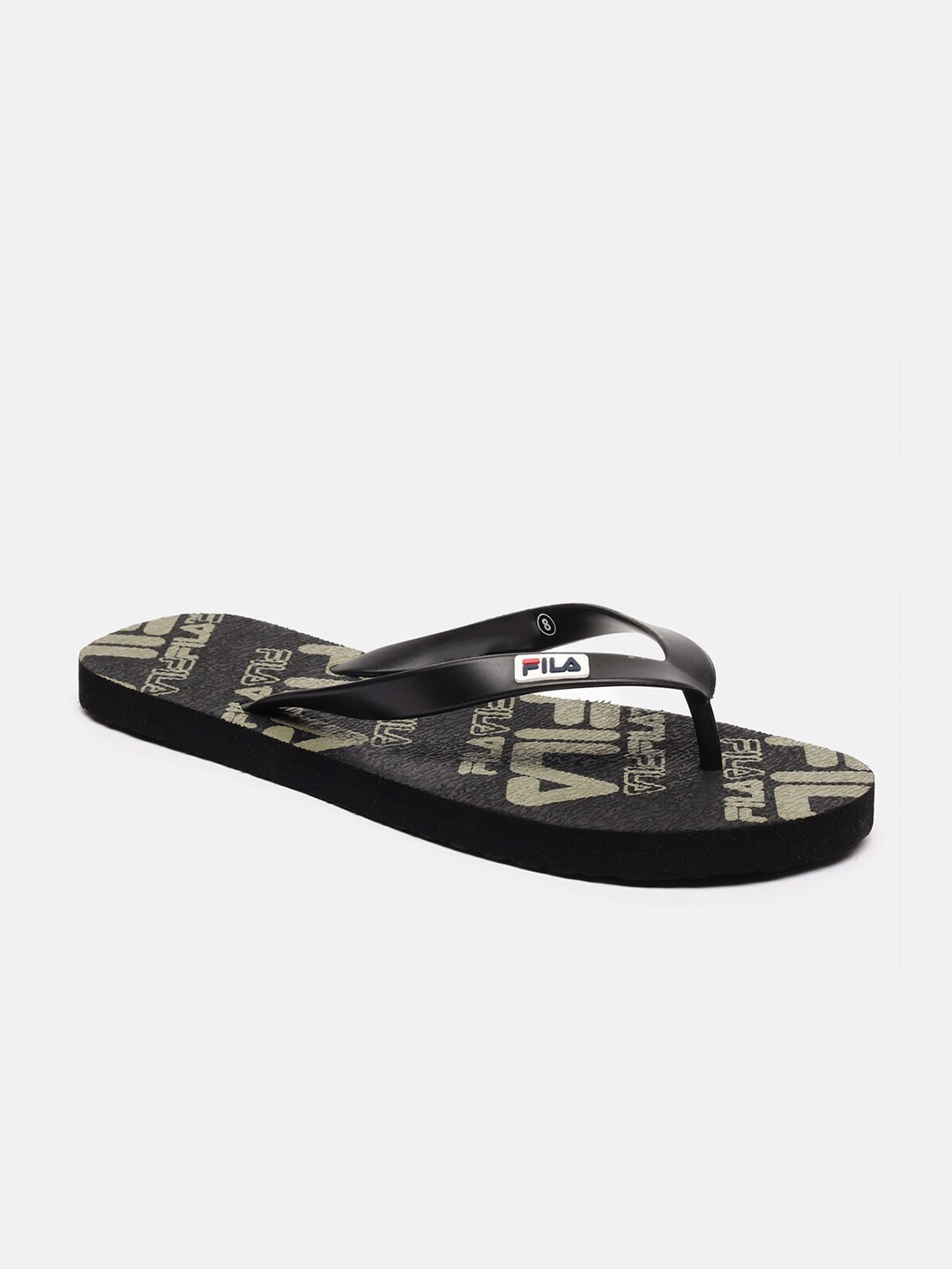 

FILA Men Black & Olive Green Printed Thong Flip-Flops