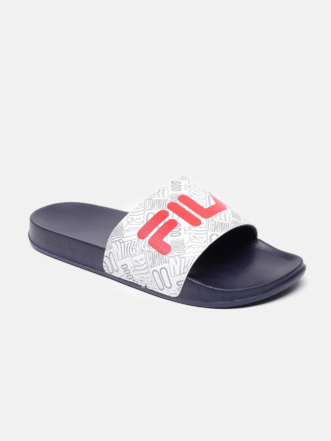 

FILA Men Blue & White Printed Sliders