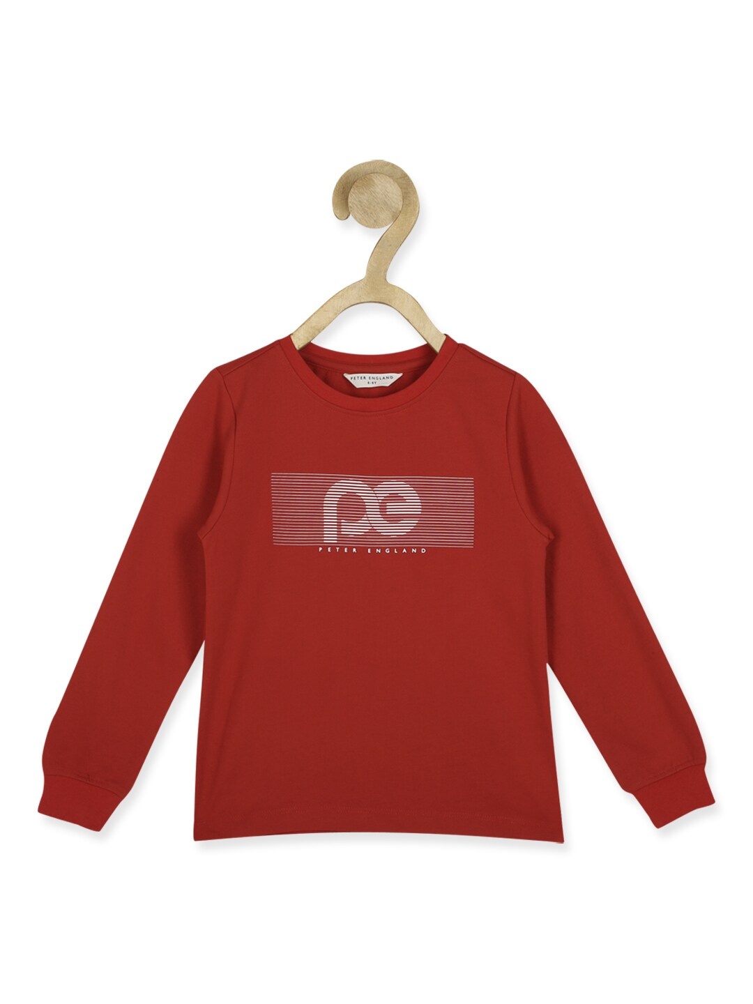 

Peter England Boys Red Printed Cotton Sweatshirt