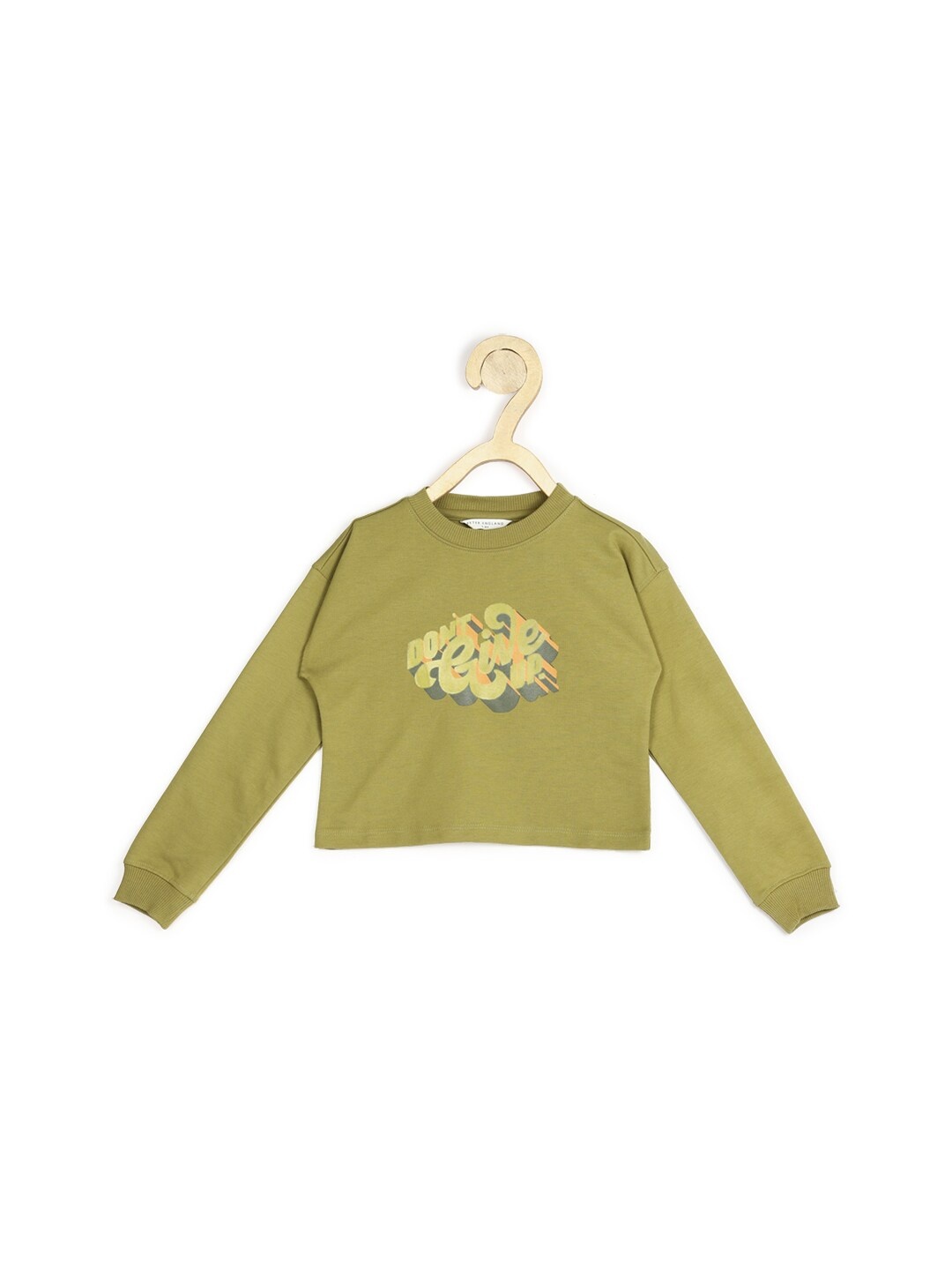 

Peter England Girls Olive Green Printed Sweatshirt