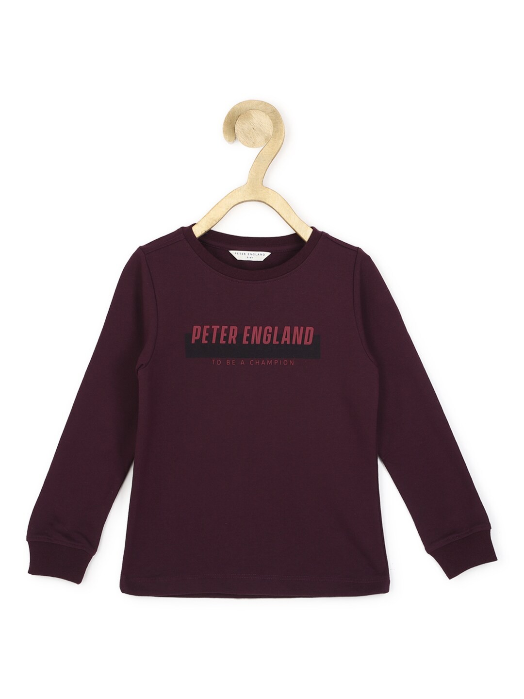 

Peter England Boys Maroon Printed Sweatshirt