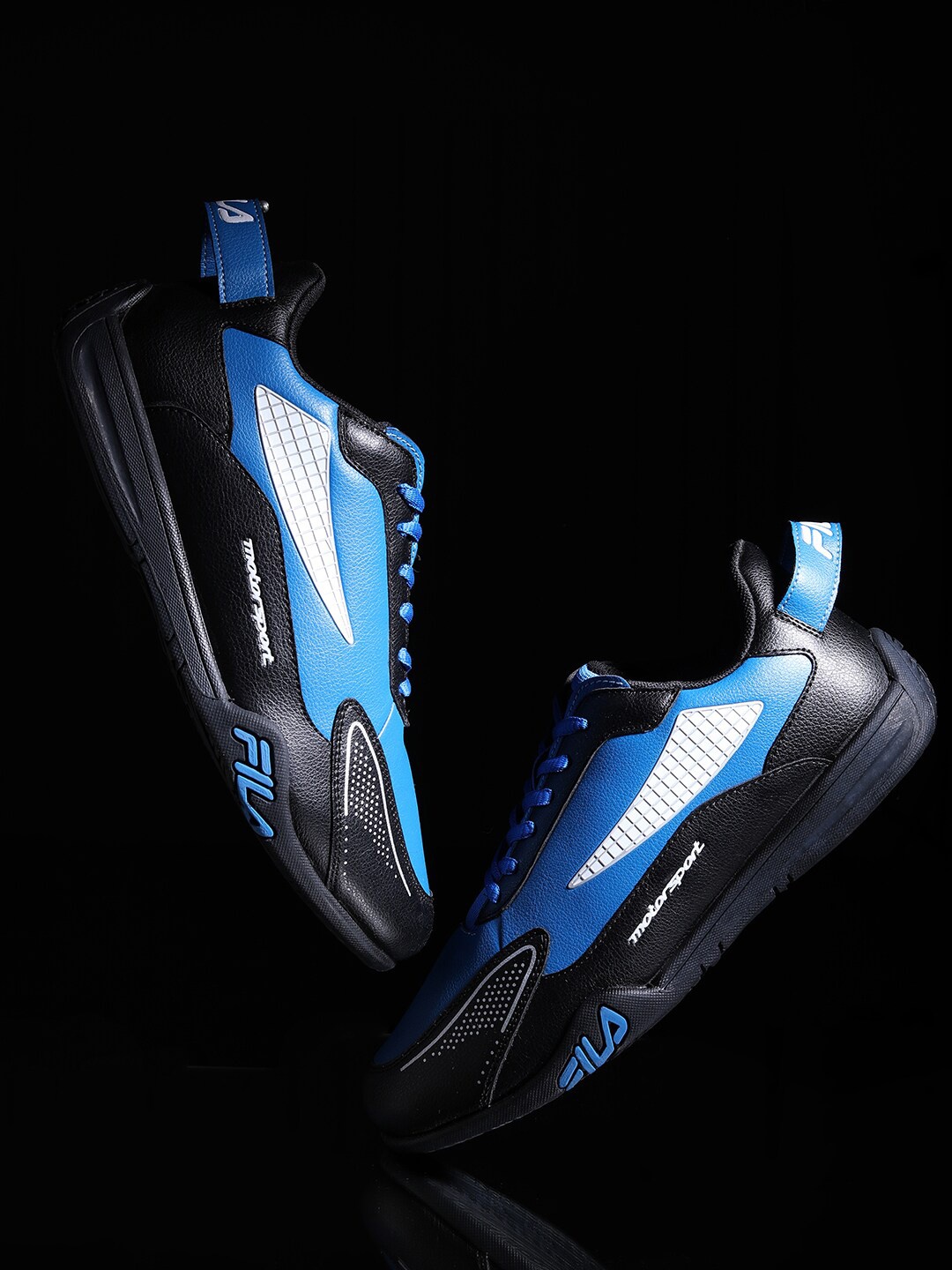 

FILA Men Black & Blue Running Non-Marking Shoes