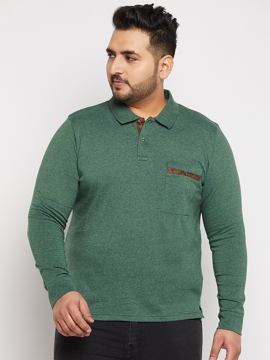 

AUSTIVO Men Green Solid Polo Collar T-shirt