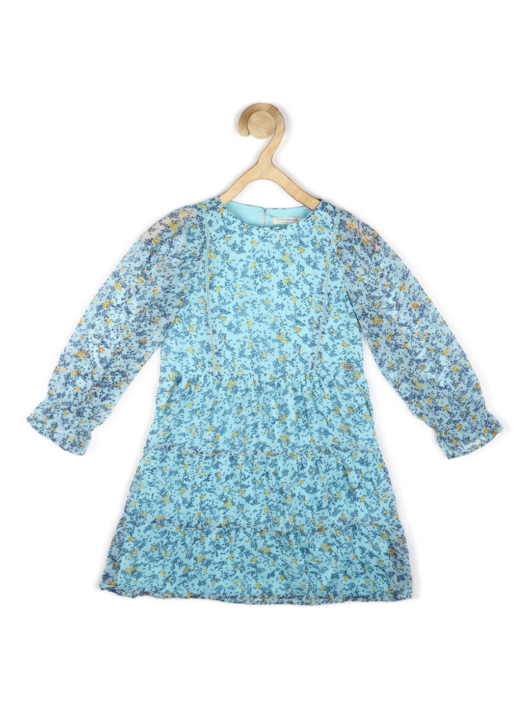 

Peter England Blue Floral Printed A-Line Tiered Dress