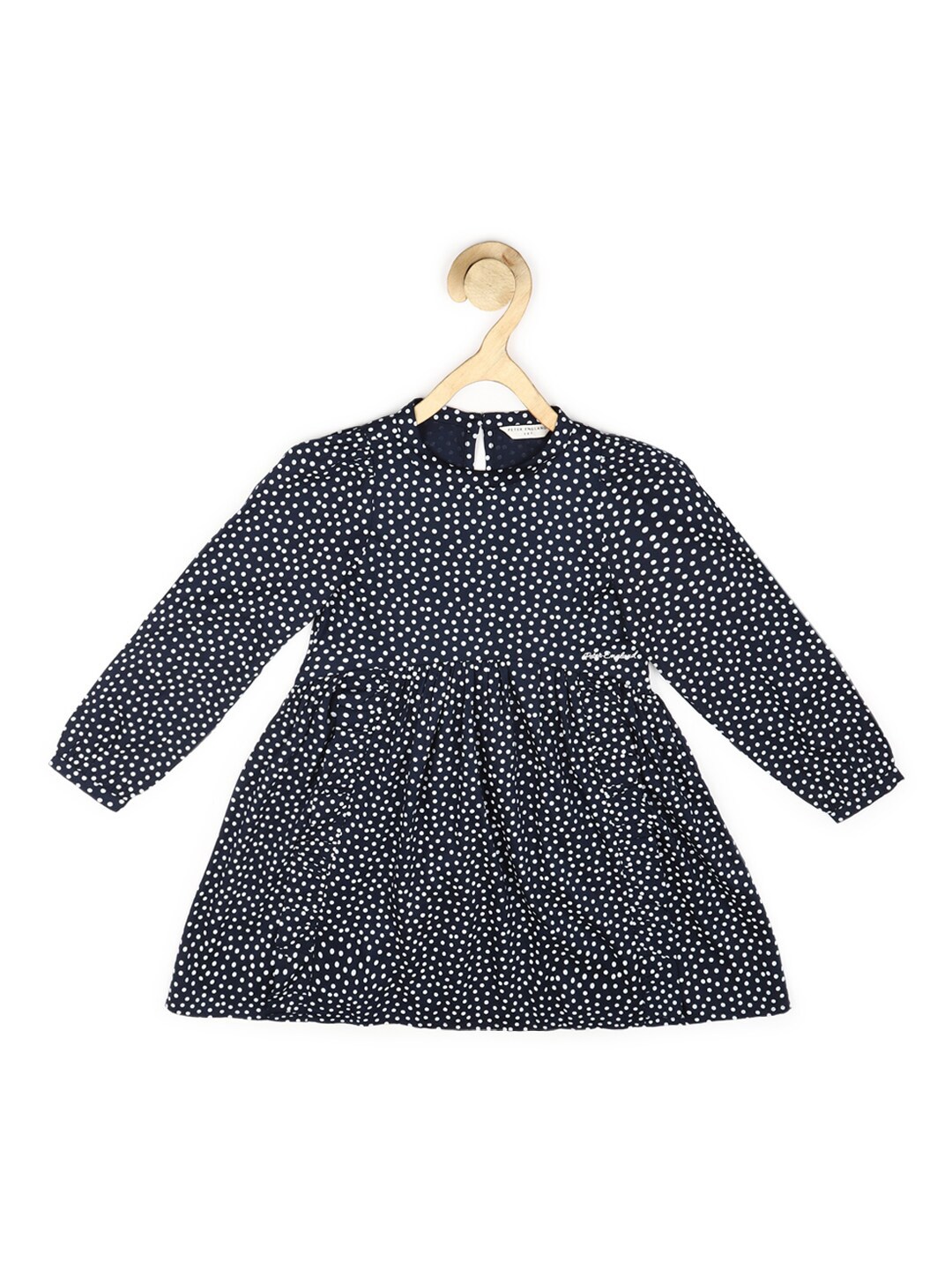

Peter England Kids Girls Navy Blue Polka Dot Printed Fit & Flare Dress