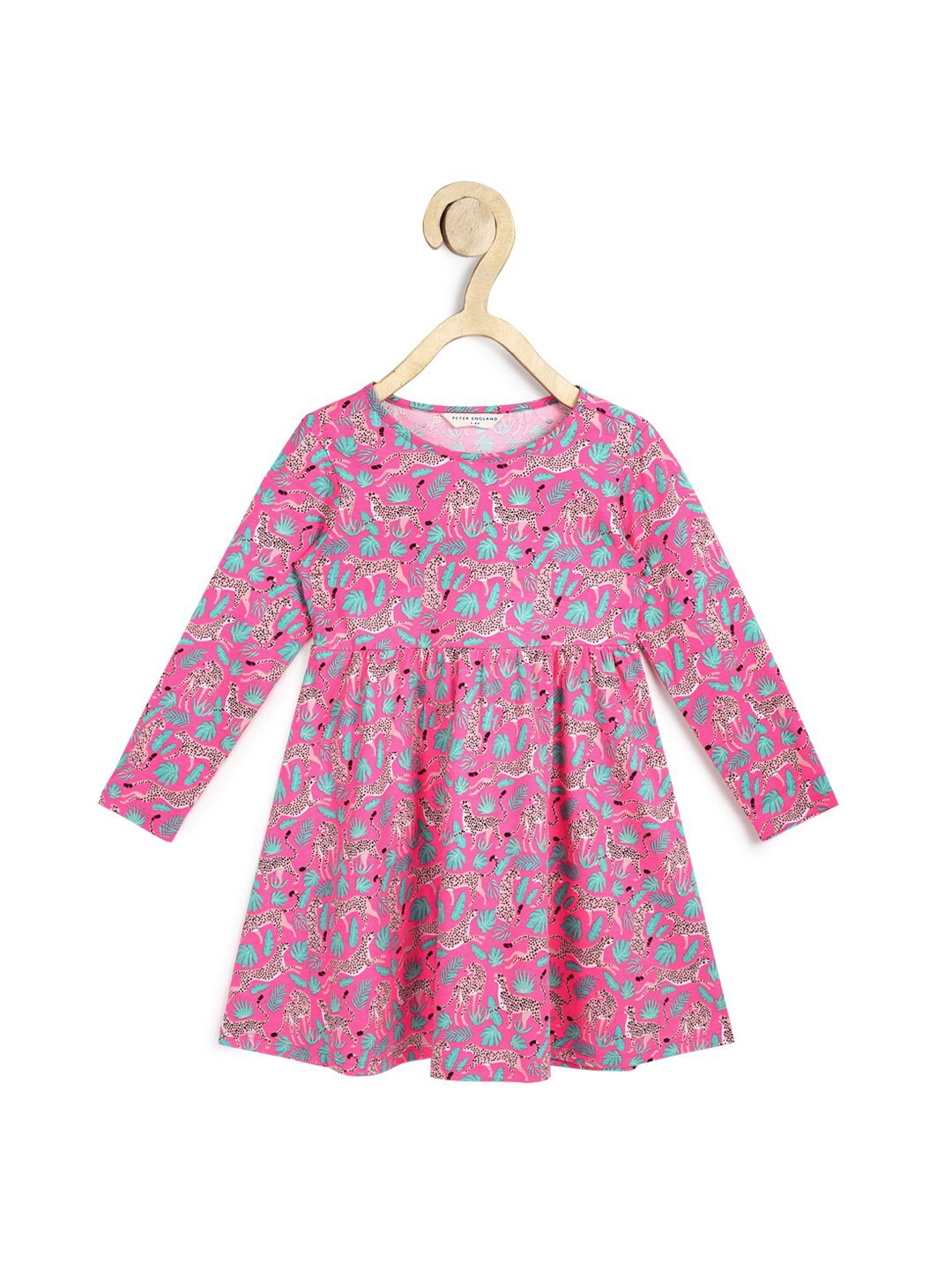 

Peter England Girls Pink & Blue Printed Pure Cotton Dress