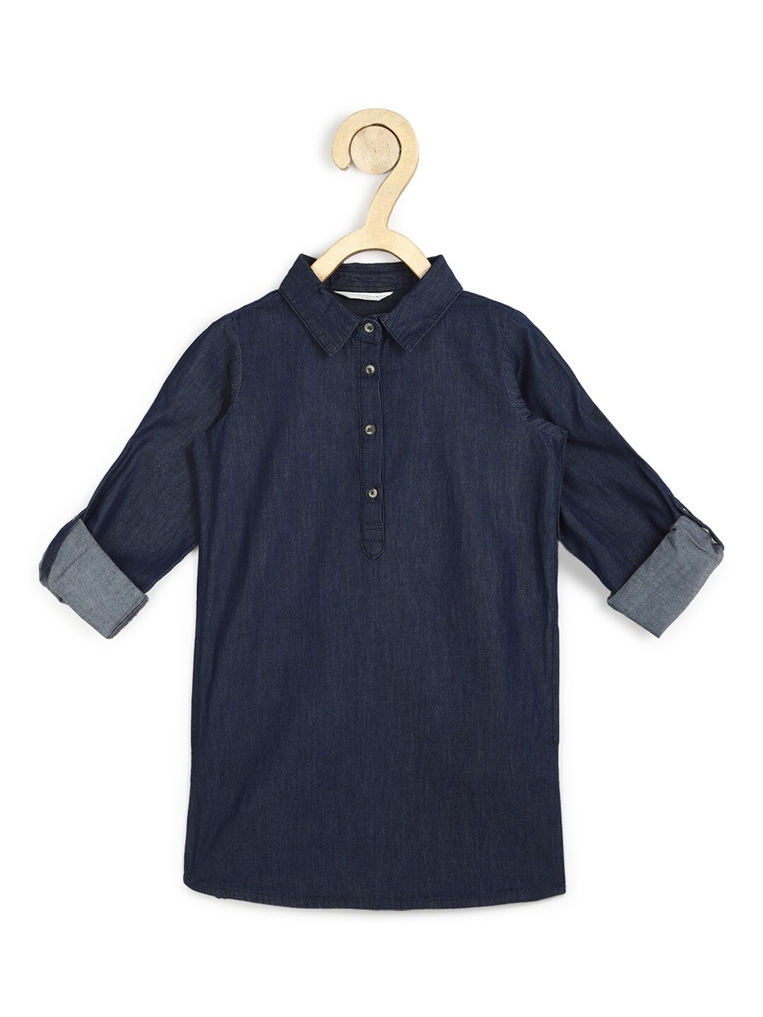 

Peter England Girls Navy Blue Pure Cotton Shirt Dress