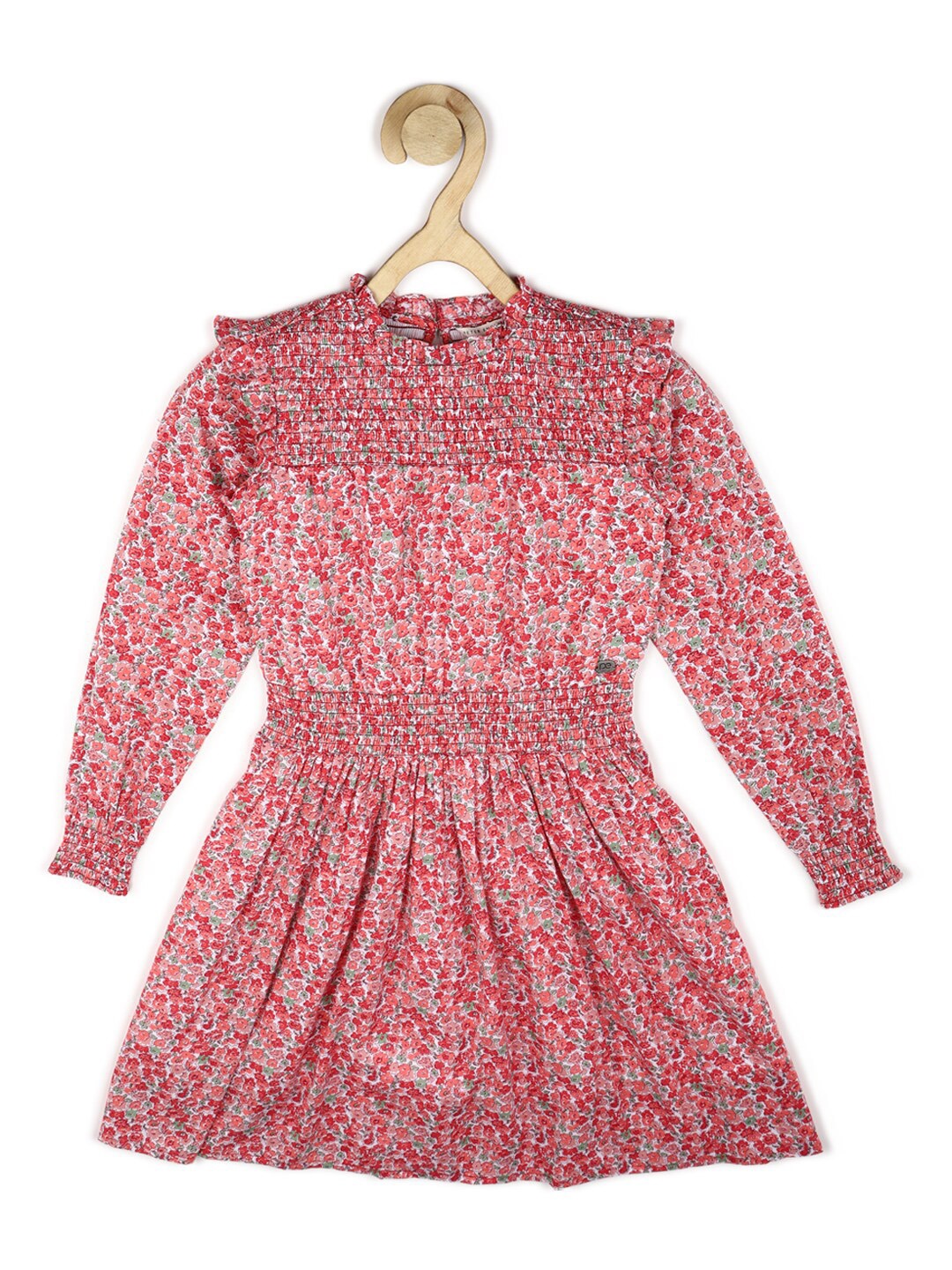 

Peter England Girls Pink & White Floral Printed Pure Cotton Dress