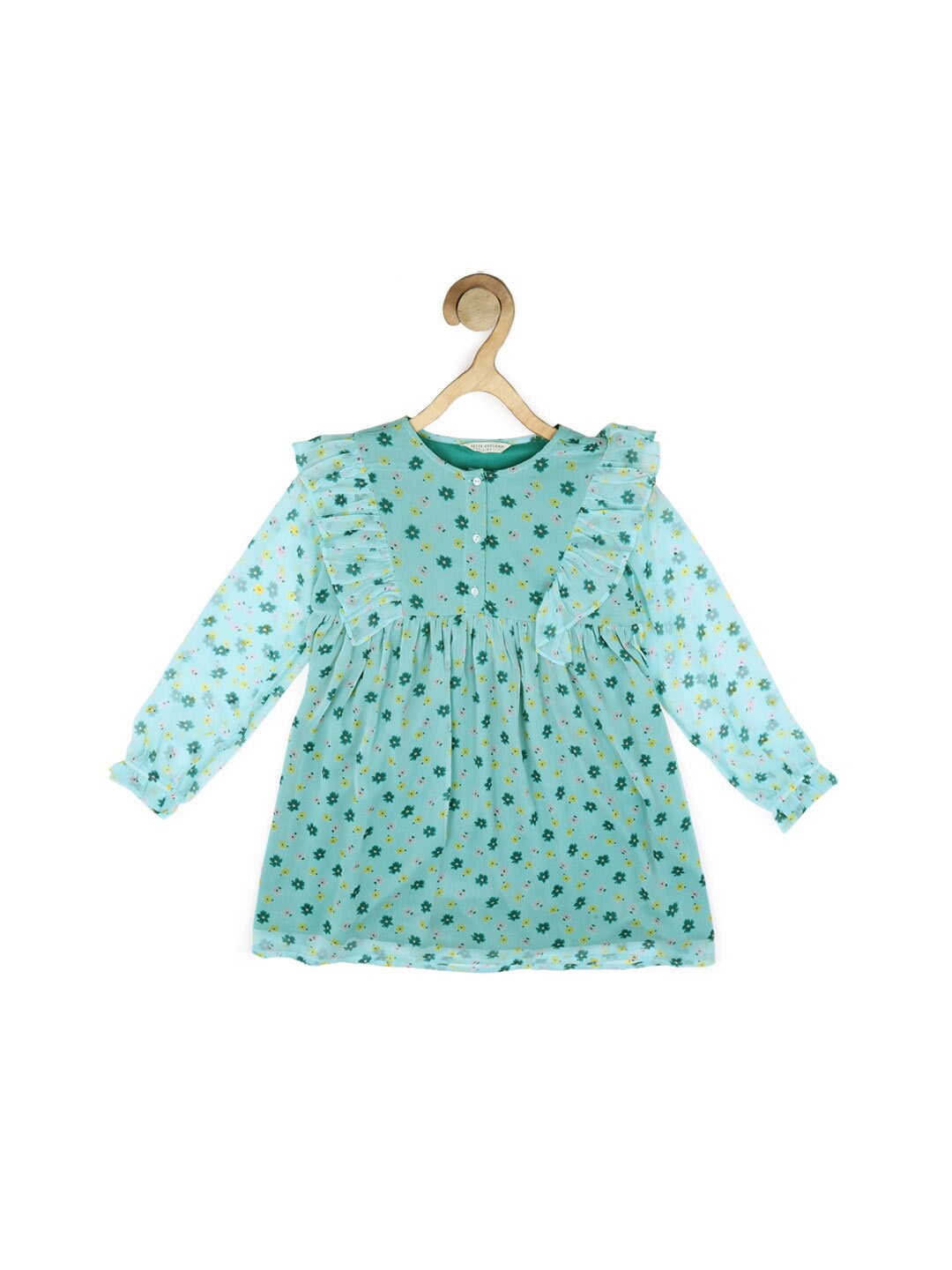 

Peter England Blue Cotton Floral A-Line Dress